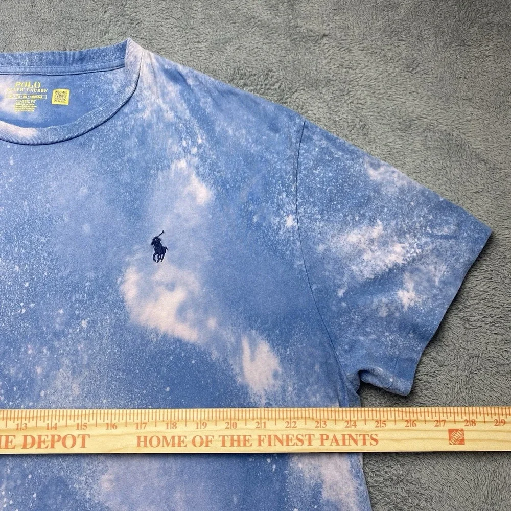 Polo Ralph Lauren T-Shirt Men's XL Blue Short Sleeve Distressed Bleach Dyed